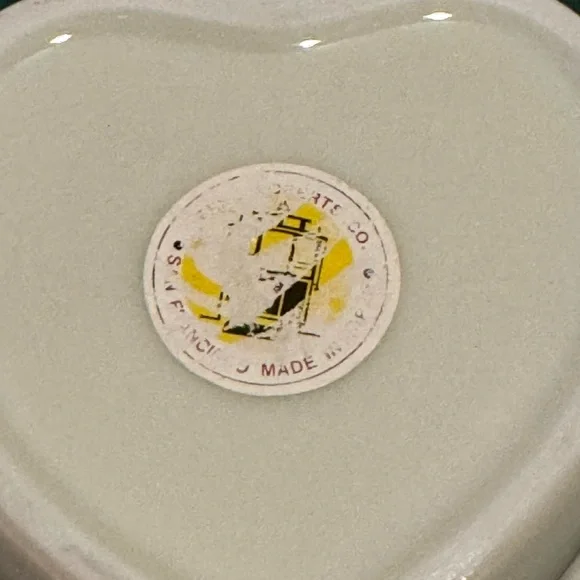 Vintage Fred Roberts Co. Heart Shape Trinket Dish w/ Pink & Purple Flowers - Picture 6 of 10